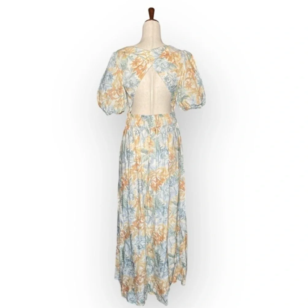 Significant Other Elina Maxi Dress Island Bouquet Floral Linen Open Back NWT 8 - Picture 9 of 14